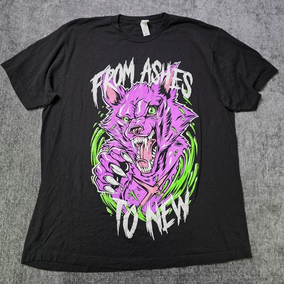 Tultex Other - From Ashes To New Band  Shirt Mens XL Black Graphic Wolf Purple Nu Metal Rap Emo